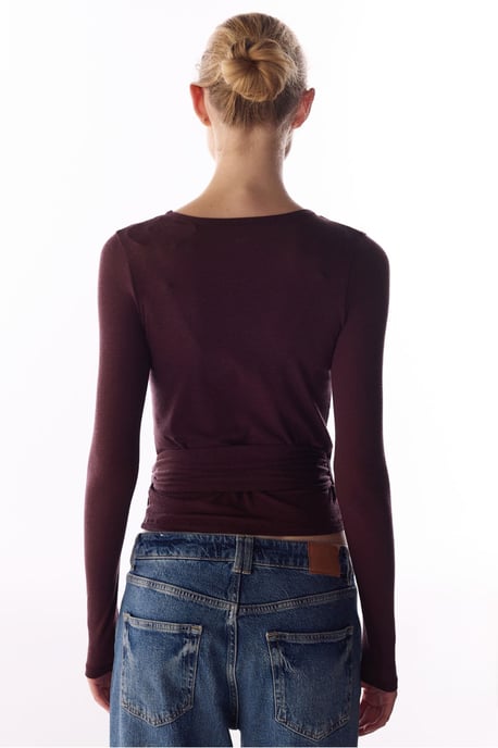 Blusa de cachemir de manga larga envolvente - Image 5