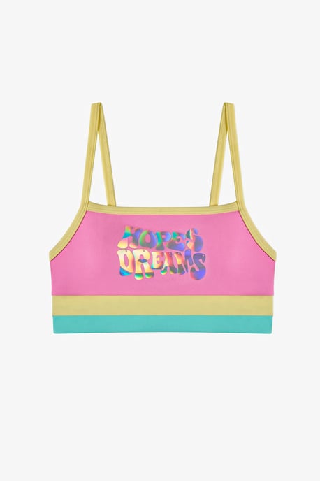 Penti conjunto de bikini para niña con cuello halter, espalda abierta y estampado holográfico - Image 2