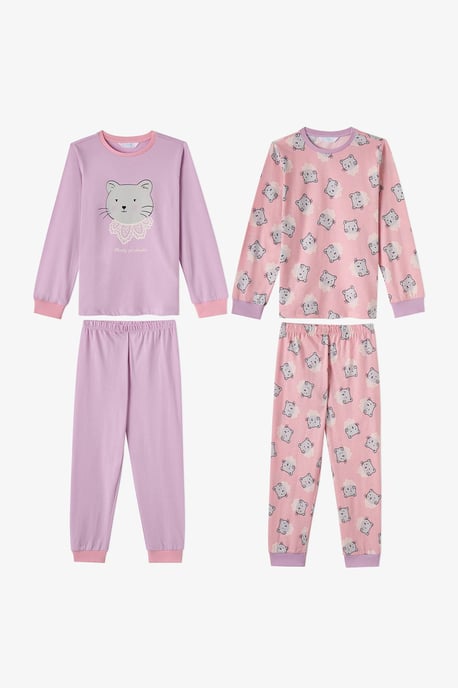 Penti Dainty Kitty conjunto de pijama de algodón para niña de manga larga - Image 1