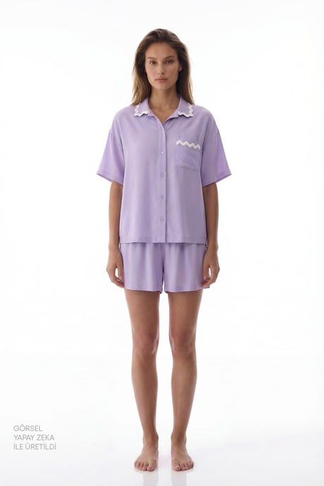 Penti Ella conjunto de pijama con shorts de manga corta y encaje - Image 1