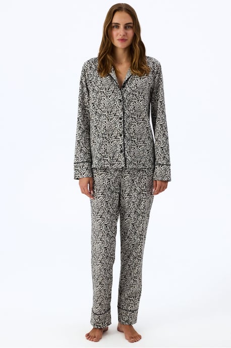 Penti Noir Garden conjunto de pijama con estampado de leopardo, camisa de manga larga y pantalón - Image 1