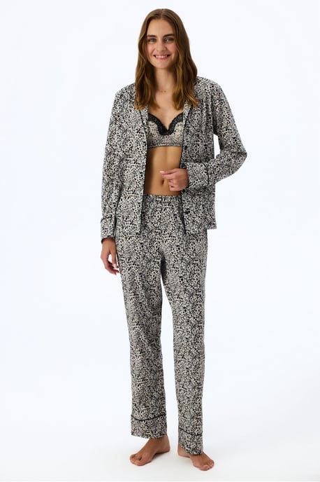Penti Noir Garden conjunto de pijama con estampado de leopardo, camisa de manga larga y pantalón - Image 2