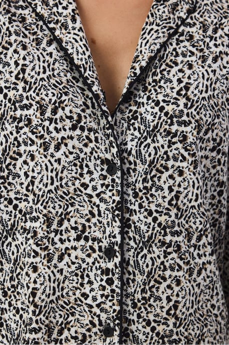 Penti Noir Garden conjunto de pijama con estampado de leopardo, camisa de manga larga y pantalón - Image 4