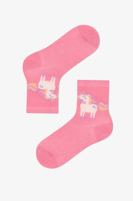 Calcetines de caña media de algodón para niña con motivo Unicorn Carousel, pack de 2 pares - Image 2