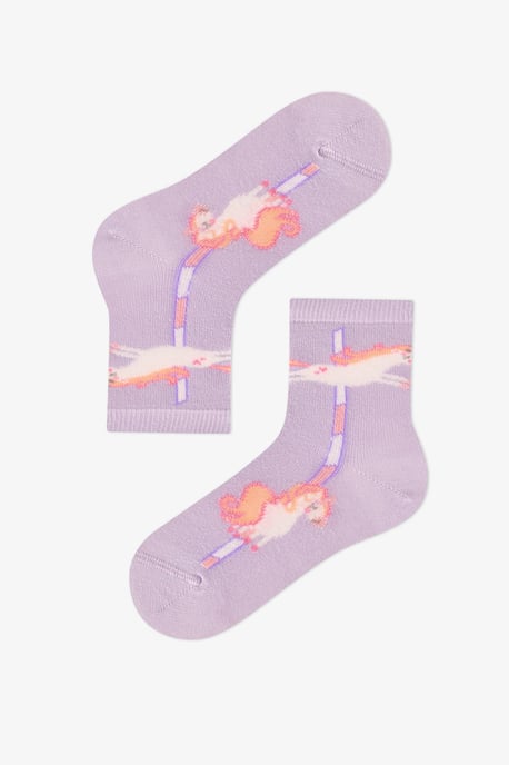 Calcetines de caña media de algodón para niña con motivo Unicorn Carousel, pack de 2 pares - Image 3