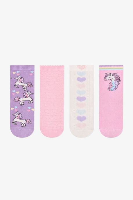 Penti Calcetines de algodón para niña con unicornios, pack de 2, caña media - Image 1
