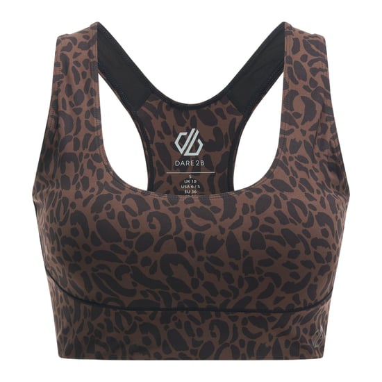 Dare 2B Sujetador deportivo de mujer Influential con estampado de leopardo (Hot Fudge) - Image 1