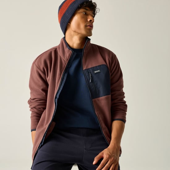 Regatta Chaqueta polar Frankie de hombre con cremallera completa (Cereza oscuro/azul marino) - Image 1