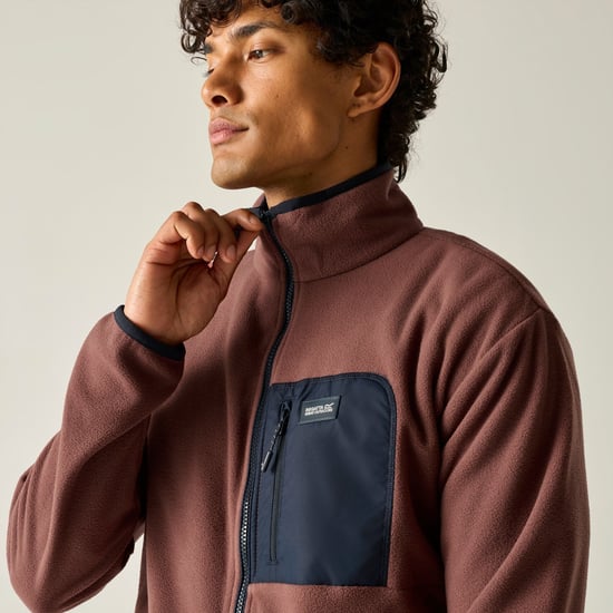 Regatta Chaqueta polar Frankie de hombre con cremallera completa (Cereza oscuro/azul marino) - Image 4