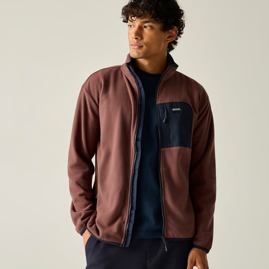 Regatta Chaqueta polar Frankie de hombre con cremallera completa (Cereza oscuro/azul marino) - Image 6