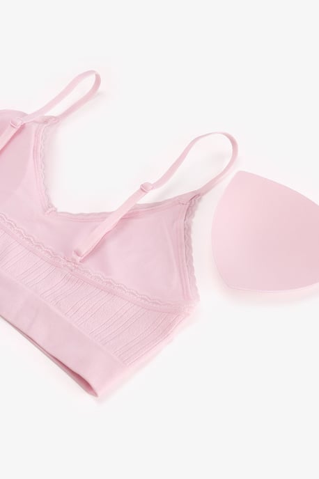 Bralette sin costuras con patrón de encaje y copas extraíbles - Image 6