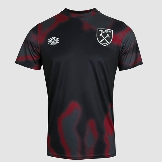 Umbro Camiseta de calentamiento infantil 24/25 West Ham United FC (Negro/Claret oscuro/Carbono) - Image 1