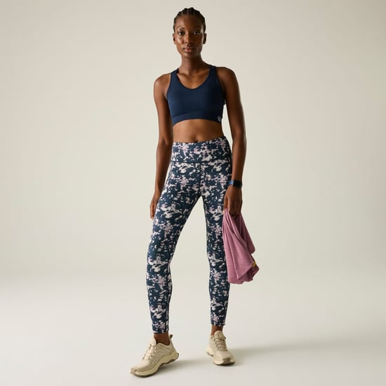 Dare 2B Leggings Influential II para mujer con estampado abstracto (Navy Ink) - Image 1