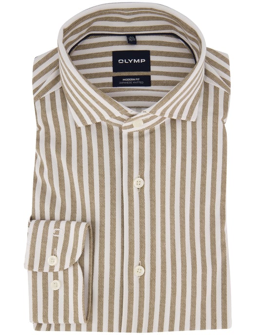 OLYMP Camisa marrón Japanese Knitted elástica - Image 2