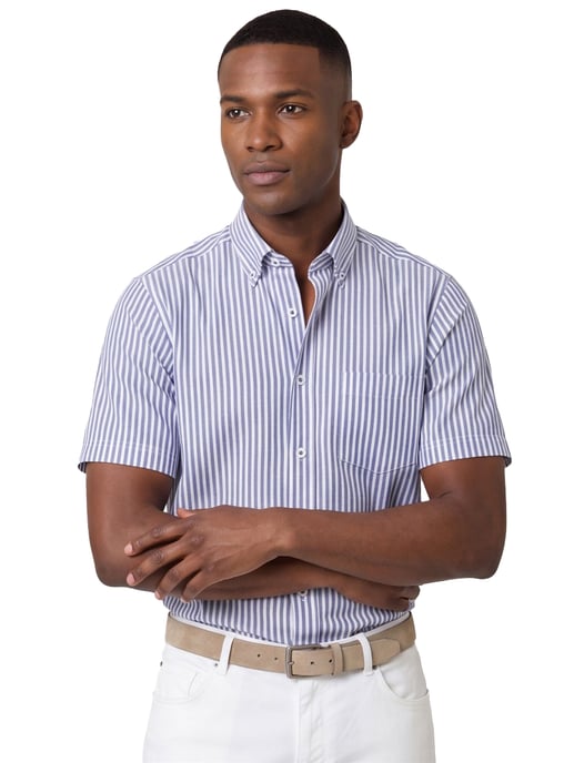 Eterna camisa de manga corta azul a rayas - Image 1
