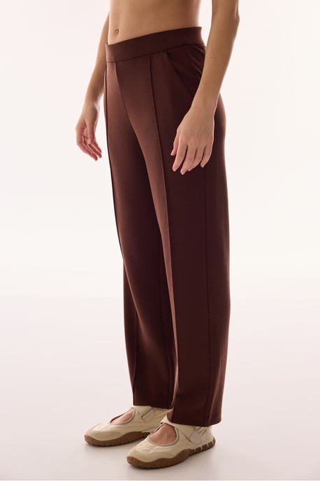 Pantalón de punto oversize de tiro medio y pierna recta - Image 1