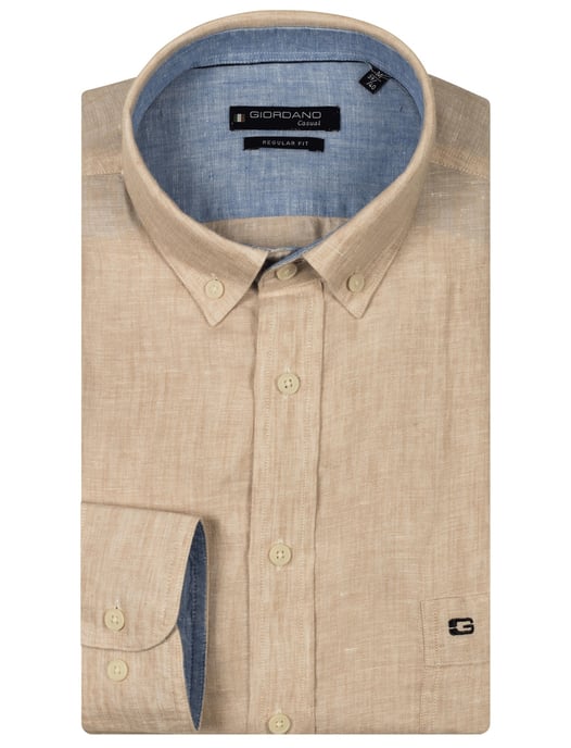 Giordano camisa de lino camel jaspeado - Image 1