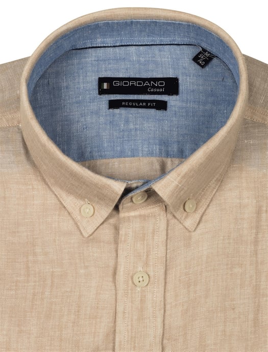 Giordano camisa de lino camel jaspeado - Image 2