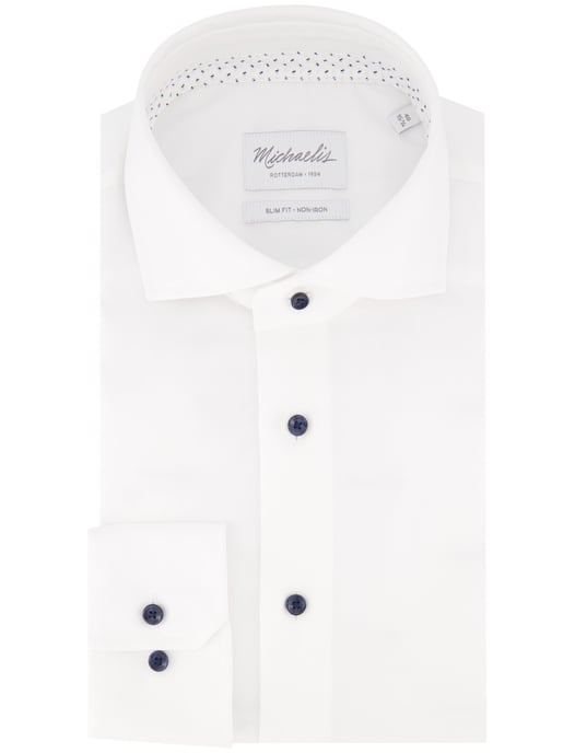 Michaelis camisa de algodón blanca slim fit lisa sin plancha - Image 2