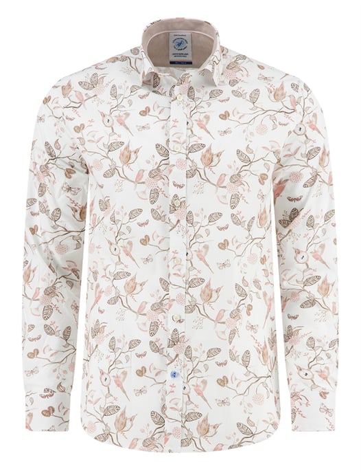 A Fish Named Fred camisa beige estampado de plantas algodón corte regular - Image 1