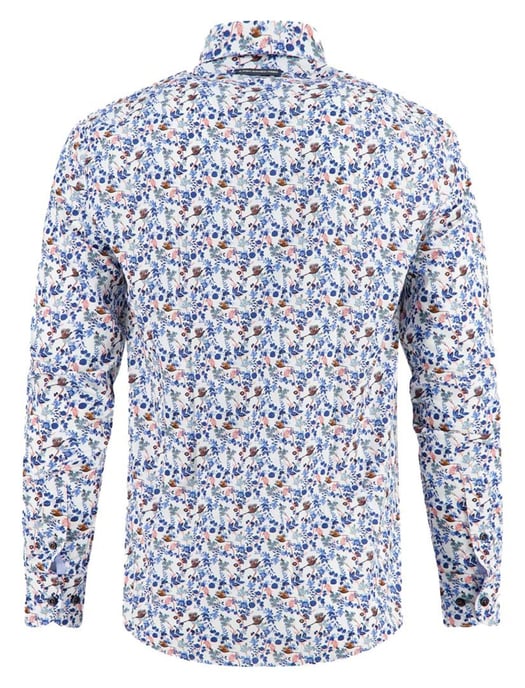 A Fish Named Fred Camisa azul estampada de corte regular de algodón - Image 2