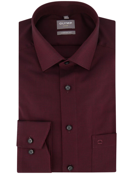 OLYMP camisa de algodón corte amplio estampado burdeos fácil de planchar - Image 2