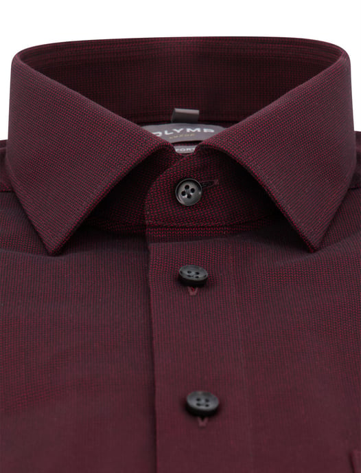 OLYMP camisa de algodón corte amplio estampado burdeos fácil de planchar - Image 3