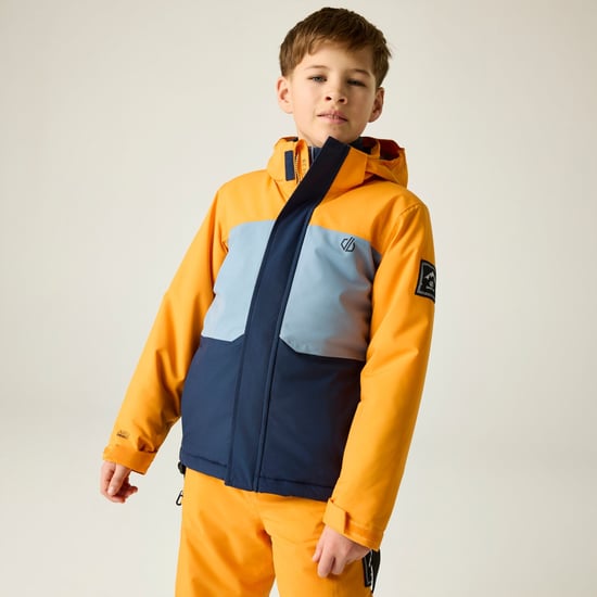 Dare 2B Chaqueta de esquí infantil Send It II (Naranja eléctrico/Azul marino) - Image 1