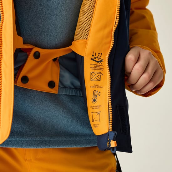 Dare 2B Chaqueta de esquí infantil Send It II (Naranja eléctrico/Azul marino) - Image 5