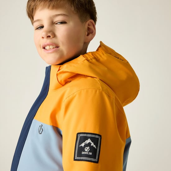 Dare 2B Chaqueta de esquí infantil Send It II (Naranja eléctrico/Azul marino) - Image 6