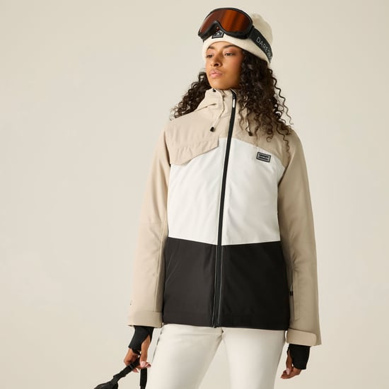 Dare 2B Chaqueta de esquí para mujer con estampado de bloques de color (White Pepper/Black) - Image 1