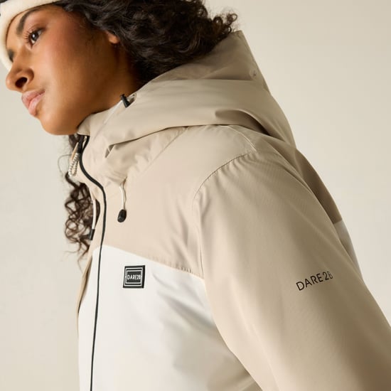 Dare 2B Chaqueta de esquí para mujer con estampado de bloques de color (White Pepper/Black) - Image 4