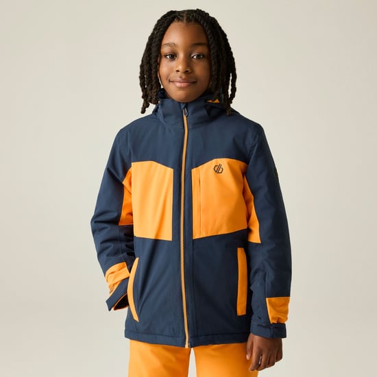 Dare 2B Chaqueta de esquí infantil Rip It (Azul marino/Naranja eléctrico) - Image 1