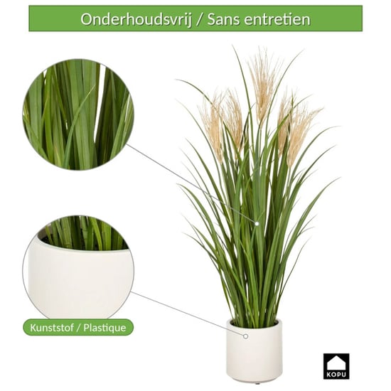 Kopu ® césped ornamental artificial 125 cm con plumas maceta color crema - Image 4