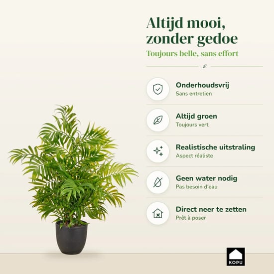 Kopu ® planta artificial palmera de montaña 60 cm maceta negra Chamaedorea - Image 4
