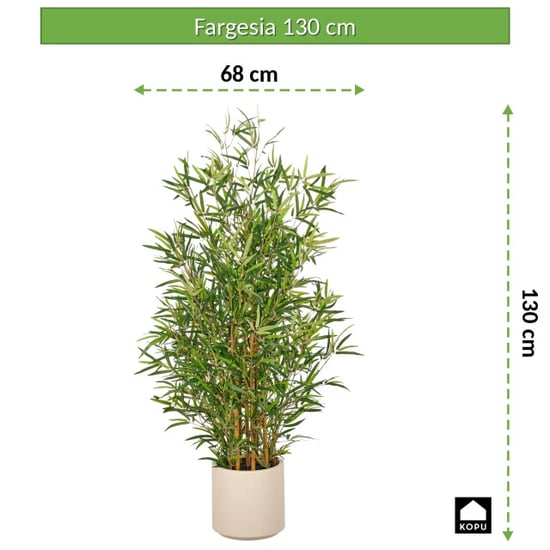 Kopu ® planta de bambú artificial 130 cm 1978 hojas maceta color crema Fargesia - Image 5