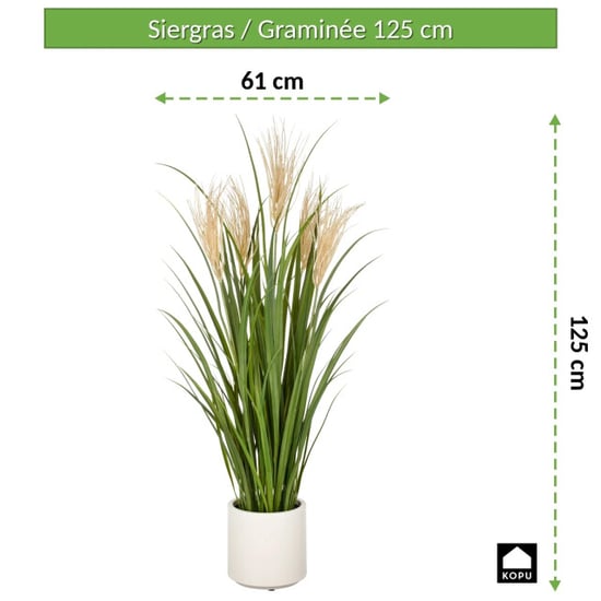 Kopu ® césped ornamental artificial 125 cm con plumas maceta color crema - Image 5