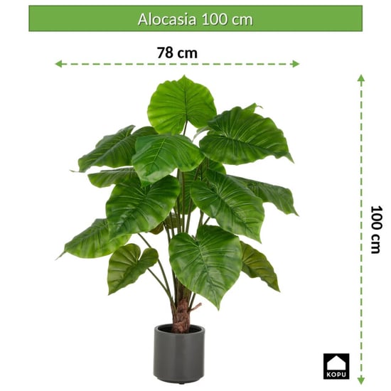 Kopu ® planta artificial de Alocasia 100 cm maceta gris oreja de elefante - Image 3