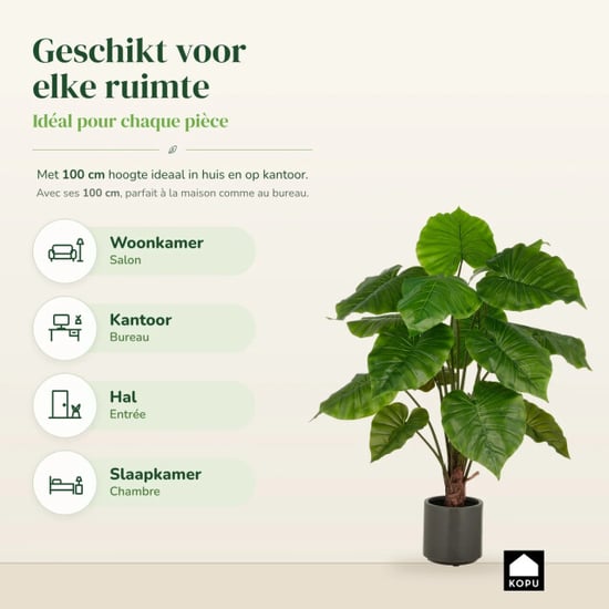Kopu ® planta artificial de Alocasia 100 cm maceta gris oreja de elefante - Image 5