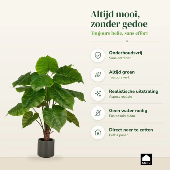 Kopu ® planta artificial de Alocasia 100 cm maceta gris oreja de elefante - Image 6