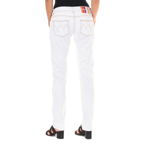Pantalon Tejano Largo efecto roto y bajos estrechos E014152 mujer - Image 3