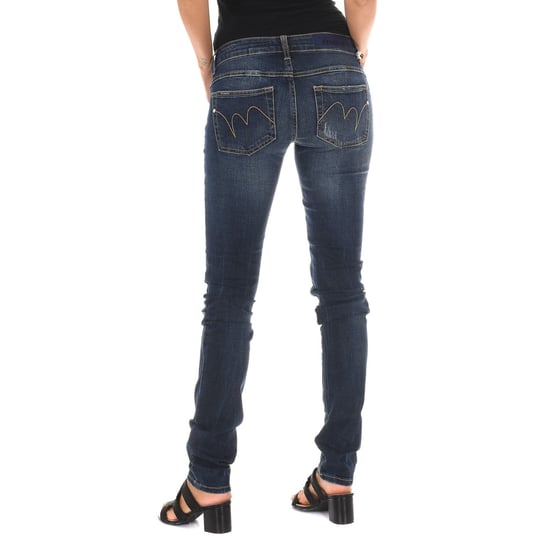 Pantalon Tejano Largo efecto gastado y roto 10DB50219 mujer - Image 2