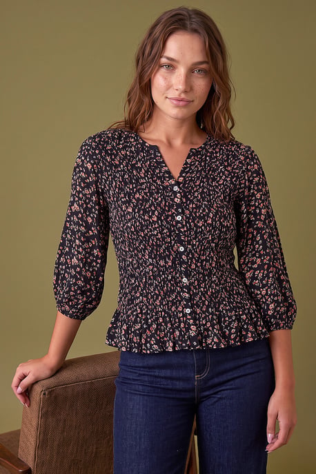 Blusa Petite fruncida con botones - Image 1
