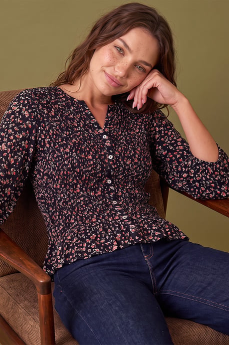 Blusa Petite fruncida con botones - Image 2