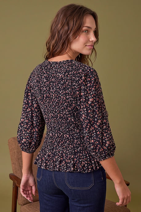 Blusa Petite fruncida con botones - Image 4