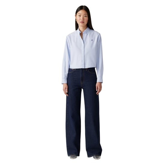 Levis Vaqueros de pierna ancha para mujer de mezcla de algodón (azul sombreado) - Image 1