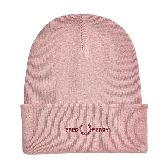 Fred Perry Gorro de punto con logotipo bordado (Rosa empolvado) - Image 1
