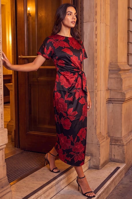 Vestido midi floral con lazo lateral - Image 2