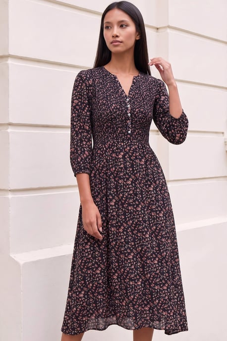 Vestido petite floral con cuerpo fruncido - Image 3