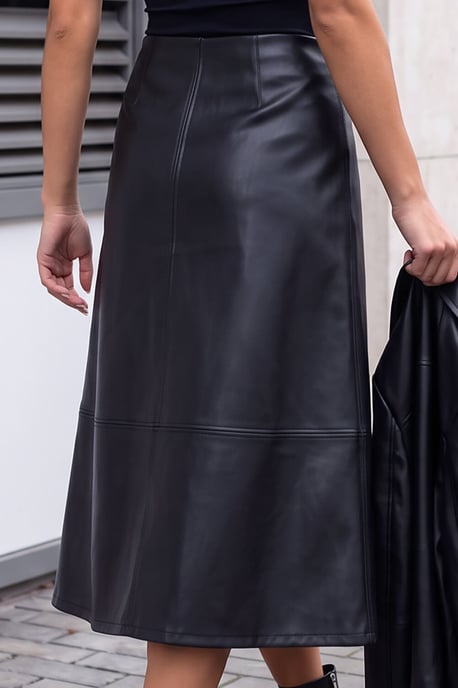 Falda petite de línea A de cuero sintético - Image 3